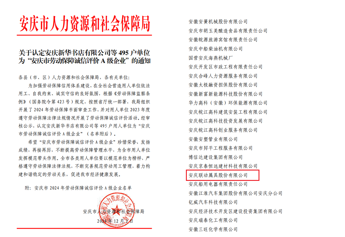 安慶市勞動(dòng)保障誠信評(píng)價(jià)A級(jí)企業(yè).png